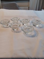 Vintage 6 Stück  Französische Kerzenhalter aus gepresstem Glas mit Einkerbungen