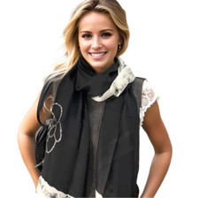 Seide Schal schwarz 180x90cm