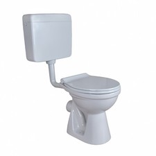 Stand WC Toilette Abgang Wand Set + Softclose-Deckel + Spülkasten Grau
