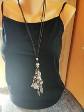 Lange Modekette Damen Hals Kette Bettelkette mit mit 6 Anhänger