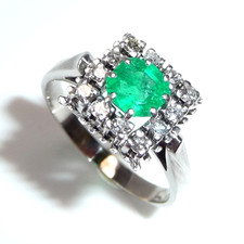 Ring 585 Weißgold 0.36ct. Diamanten 0.50ct Smaragd 57 / 18,1 mm änderbar 3,7gr