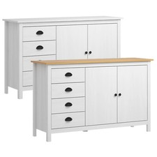 Sideboard Kommode Mit 4 Schubladen und 2 Türen Seitenschrank Weiß Massivholz DE