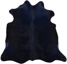 KUHFELL STIERFELL MARINE BLAU GEFÄRBT ca. 190 x 190 cm RINDER FELL TEPPICH