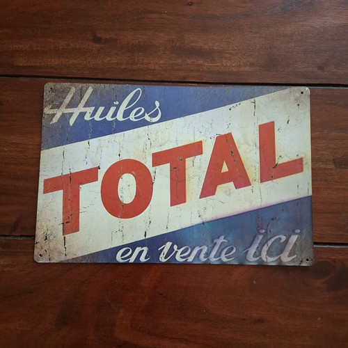 Total vintage metallschild - total,