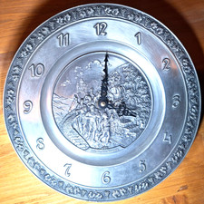 Zinn Wanduhr, Frieling 95 %, Kienzle Quarzwerk, Durchmesser 25cm ,  Zinnteller