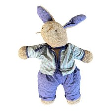 Sigikid Hase Stofftier lila gestreift kariert 45 cm Kuscheltier Plüsch Vintage