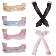 Damen Sheer Lang Handschuhe Vollfinger Brauthandschuhe Hochzeits Abendhandschuhe