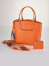 3-teilige Accessoires-Set - Handtasche/Börse/Schaltuch - orange
