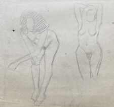Weibliche Akte in der Bewegung Figuren Skizze Studie Anonym Unbekannt 24 x 28 cm