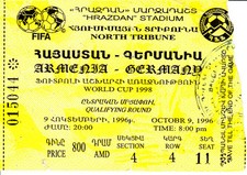 Ticket Armenien - Deutschland DFB 09.10.96 in Erewan