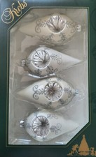 Christbaumkugeln Kugel - Reflex Weiß Olive dick- Krebs Glas Lauscha