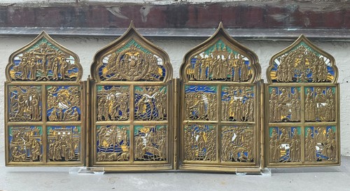 Ikone tetraptychon bronze - ikone,,