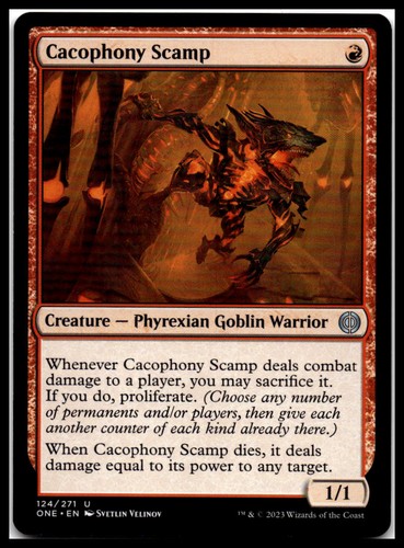 Cacophony scamp phyrexia - scamp, u