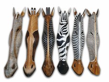 Maske Wandbild bis 100 cm Holz Zebra Giraffe Wand  Deko Safari Skulptur Afrika