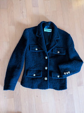 Eleganter Blazer für Damen, dunkelblauer Bouclé, Gr. 38, aus Italien