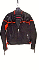BEWAN Lederjacke Gr. 3XL Schwarz Rot, Biker, 6 Protektoren, Hosenanschlußreißer