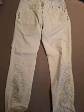 Damen Jeans Tredy 38 Weiss Glitzersteine