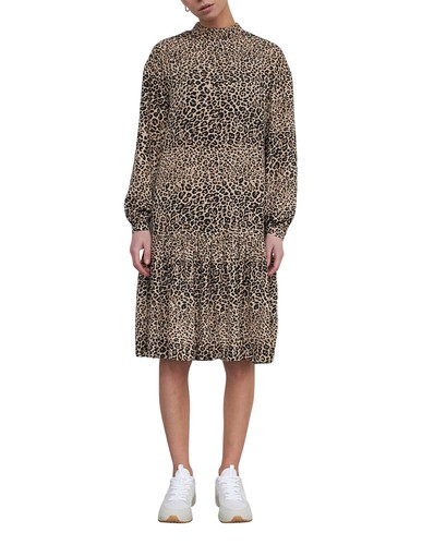 Damen kleid leo print - kleid, leo-print