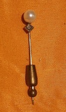 Klassische antike Krawattennadel mit Diamant u.  Echte Perle, Gold 585