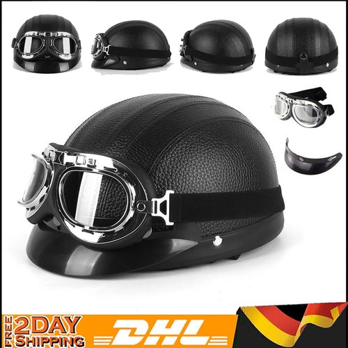 Schwarz motorrad helm retro - schwarz,