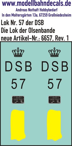 Decals lok 57 - nr., der