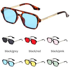 Unisex Sonnenbrille Retro Stil Doppelstege Viereckig Pilot 17 Farben Auswahl