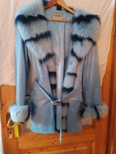 Damen Leder Pelz Mantel