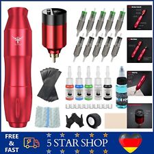 Anfänger Wireless Tattoo Maschine Set mit 1500mAh Akku Nadeln Tinte Rot komplett