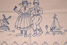 Antikes Wandschoner Wandbild Ziertuch Stickerei Holland Motiv (11763)