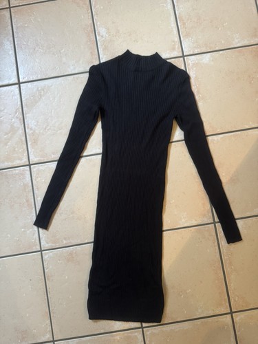 Kleid schwarz strick langarm - schwarz,