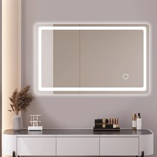 Badspiegel mit LED Beleuchtung Touch Kaltweiß Wandschalter Badezimmerspiegel
