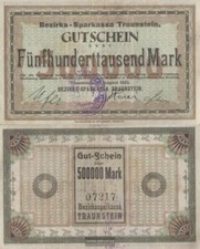 Traunstein Inflationsgeld Sparkassa Traunstein gebraucht (III) 1923 500.000 Mark