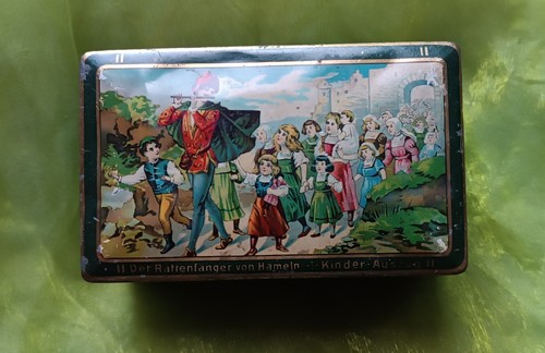Antike blechdose rattenfänger - antike,