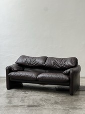 Cassina Maralunga 2 Seater Design Sofa Leather Chocolate Brown Magistretti Early