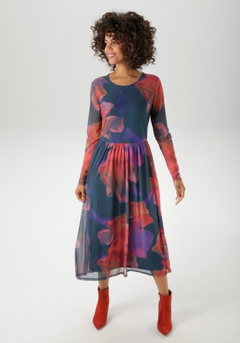 Midikleid meshkleid langarm - midikleid,