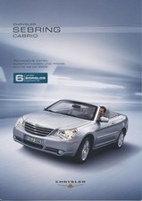 Chrysler - Sebring - Cabrio - Preisliste - 03/08 - Deutsch - nl-Versandhandel