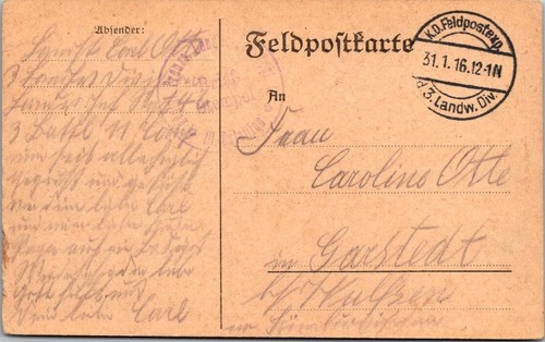 Germany feldpost 1916 ppc - germany, to