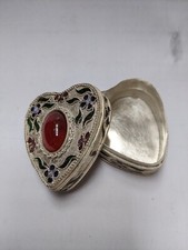 Dose Silber Herz hochwertige Silber Dose mit Spiegel Handarbeit L4.5 B4.5 H2.5cm