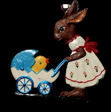 Osterhase mit Kücken aus Zinn