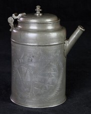 SACHSEN WAPPEN KURFÜRSTEN ZINN SCHOKOLADENKANNE SCHWERTER MONOGRAMM DATIERT 1606