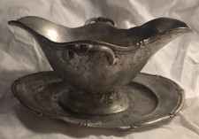 Zinn, Kayserzinn, Sauciere, No.4980, seltenes Dekor, Jugendstil