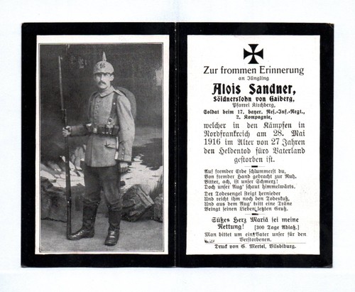 Sterbebild 1916 soldat - sterbebild, 17