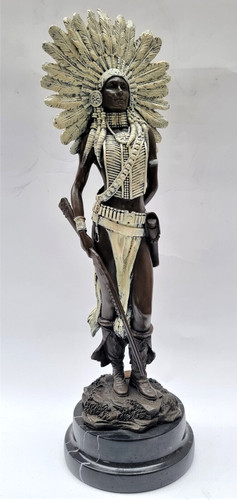 Bronzefigur indianer mit - indianer,