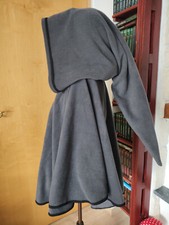 EDLER DUNKELGRAUER GUGEL KURZ CAPE UMHANG m. Borte *FRENJA *GOTHIC, LARP, MA