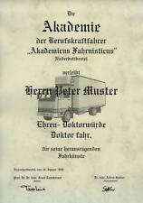 Diplom Urkunde Ehren Doktor Titel Berufskraftfahrer LKW