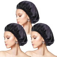 3 Stück Seidenhaube zum Schlafen, Schlafhaube Seide Verstellbare Satin Haarhaube
