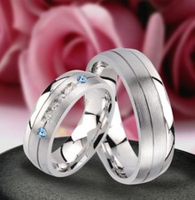 Verlobungsringe Trauringe Hochzeitsringe mit echt Topas & Gravur Gratis JK12-42B