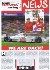 team HONDA Racing News 2001 WE ARE BACK! Prospekt