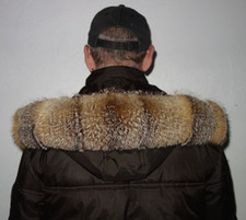 Fuchs Pelz Kapuze Kragen Echtfell Besatz für Jacke Parka Mantel Graufuchs Schal