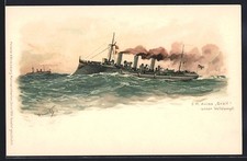 Künstler-AK Hans Bohrdt: S. M. Aviso Grille unter Volldampf 